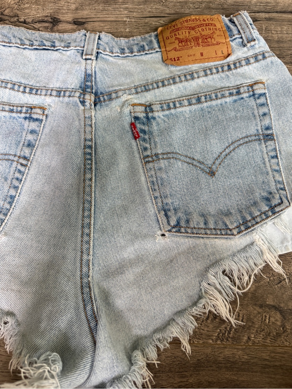 Levi's Light Blue Distressed Frayed Hem Denim Shorts - Picture 7 of 7